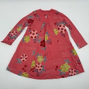 Tea Collection Girls Riko Trapeze Dress 5 Floral Pink Lime Green Blue Cotton EUC